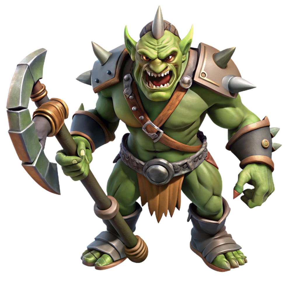 beautiful artistic A Fearsome Orc with War Paint and Spiked high resolution png