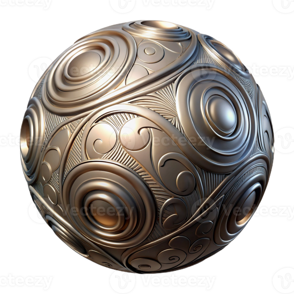 acclaimed avant-garde A floating, metallic orb with intricate engravings with Transparent Background impeccable png