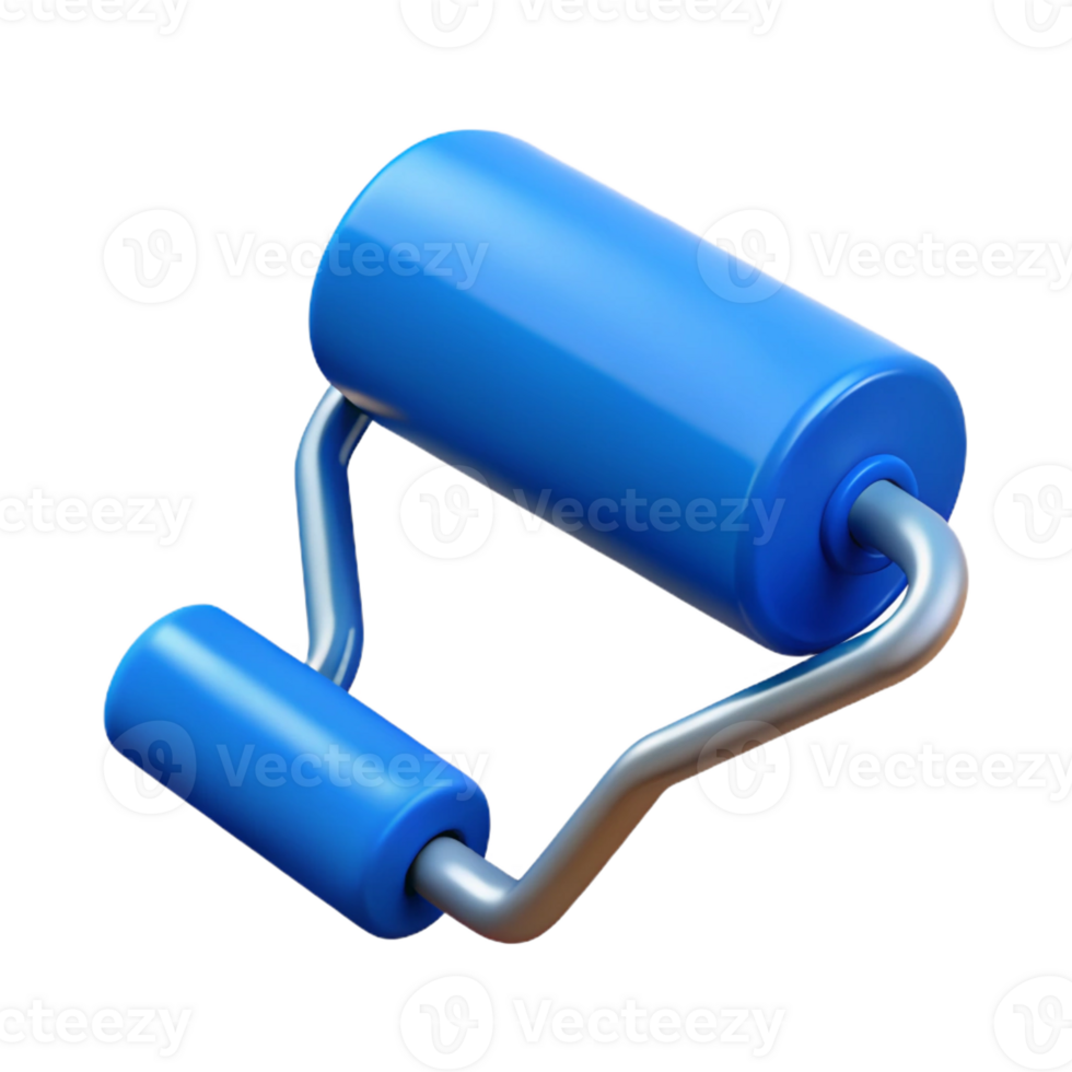 dramatic dreamy minimalist Paint roller with blue paint with Transparent Background genuine png