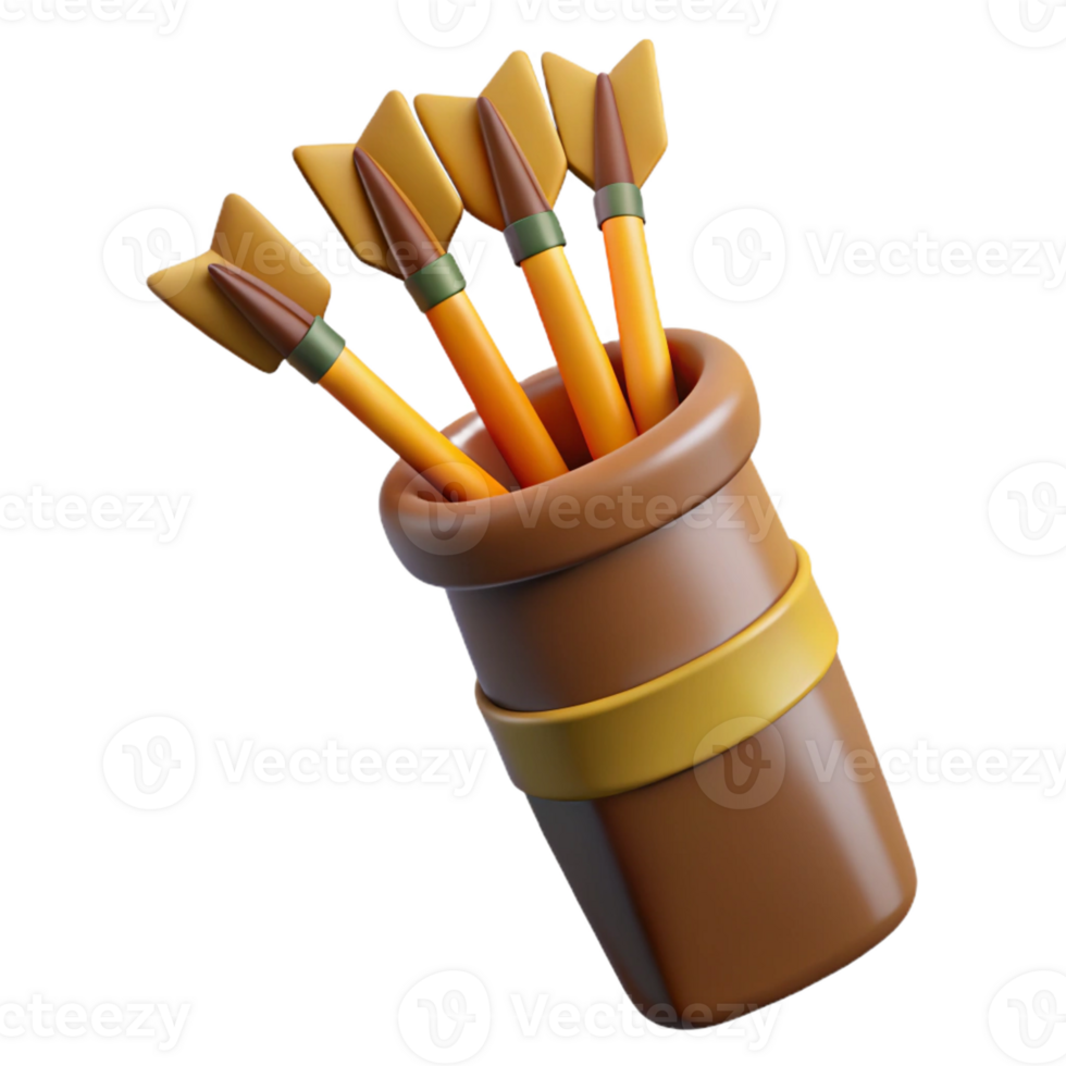 captivating signature A quiver full of arrows, fletching detailed with Transparent Background png