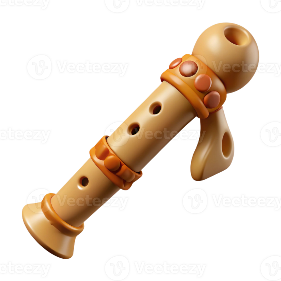 exceptional minimalist Ultra-detailed, photorealistic isolated cutout of a tribal child's small bone flute with carved animal figures with Transparent Background professional png