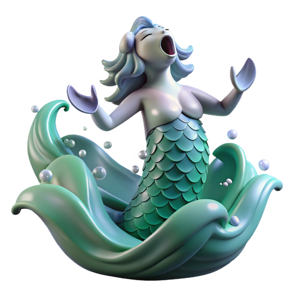 serene minimalist A Solitary Siren with Scales Shimmering 4K png