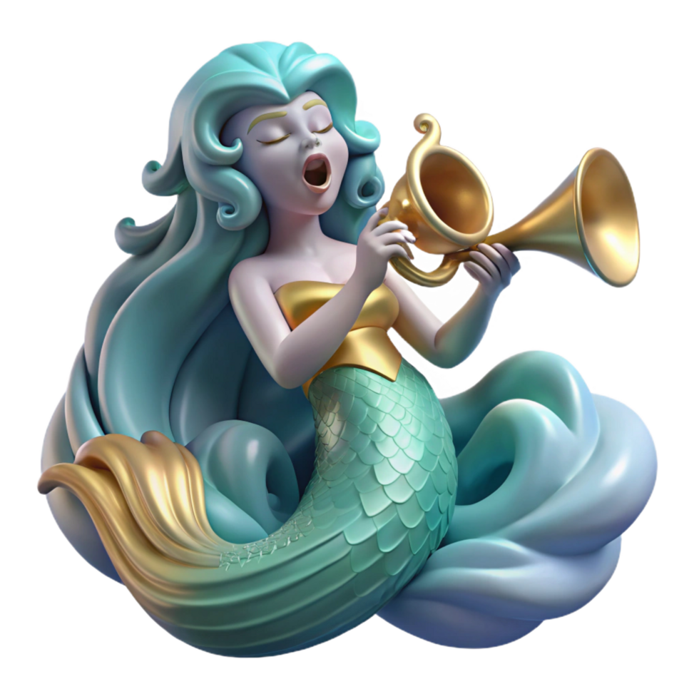vibrant minimalist A Solitary Siren with Scales Shimmering 4K png