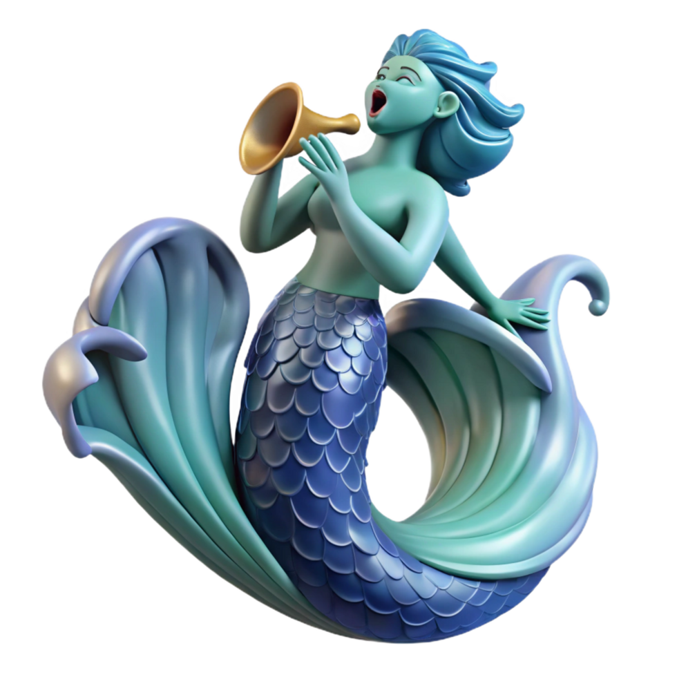 wonderful creative A Solitary Siren with Scales Shimmering original png