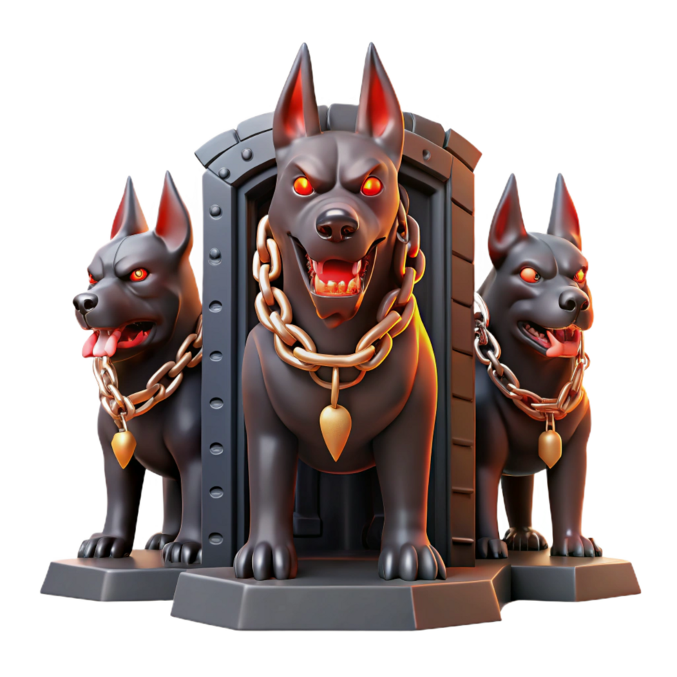vibrant creative Cerberus the Three Headed Hound of genuine png