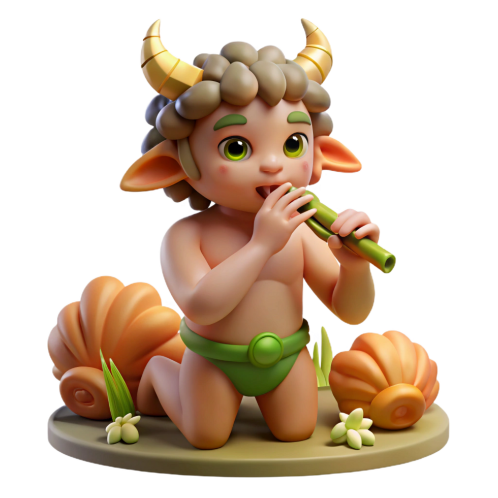 elegant vintage A Mischievous Satyr Playing a Pan Flute premium png