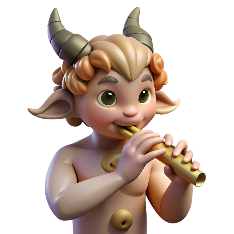 vibrant rustic A Mischievous Satyr Playing a Pan Flute 4K png