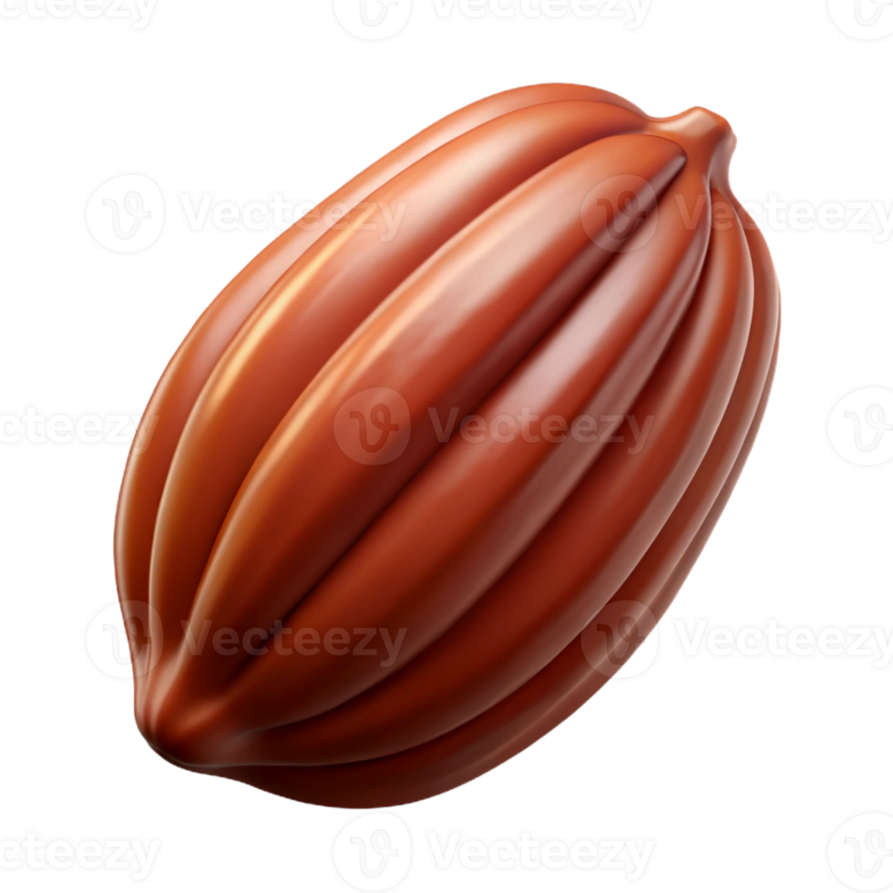 captivating notable Concept art style ultra-detailed isolated cutout of a single cocoa pod, brown and textured, with Transparent Background png