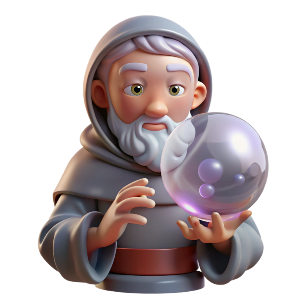 stunning artistic A Wise Old Oracle Gazing Into a Crystal original png