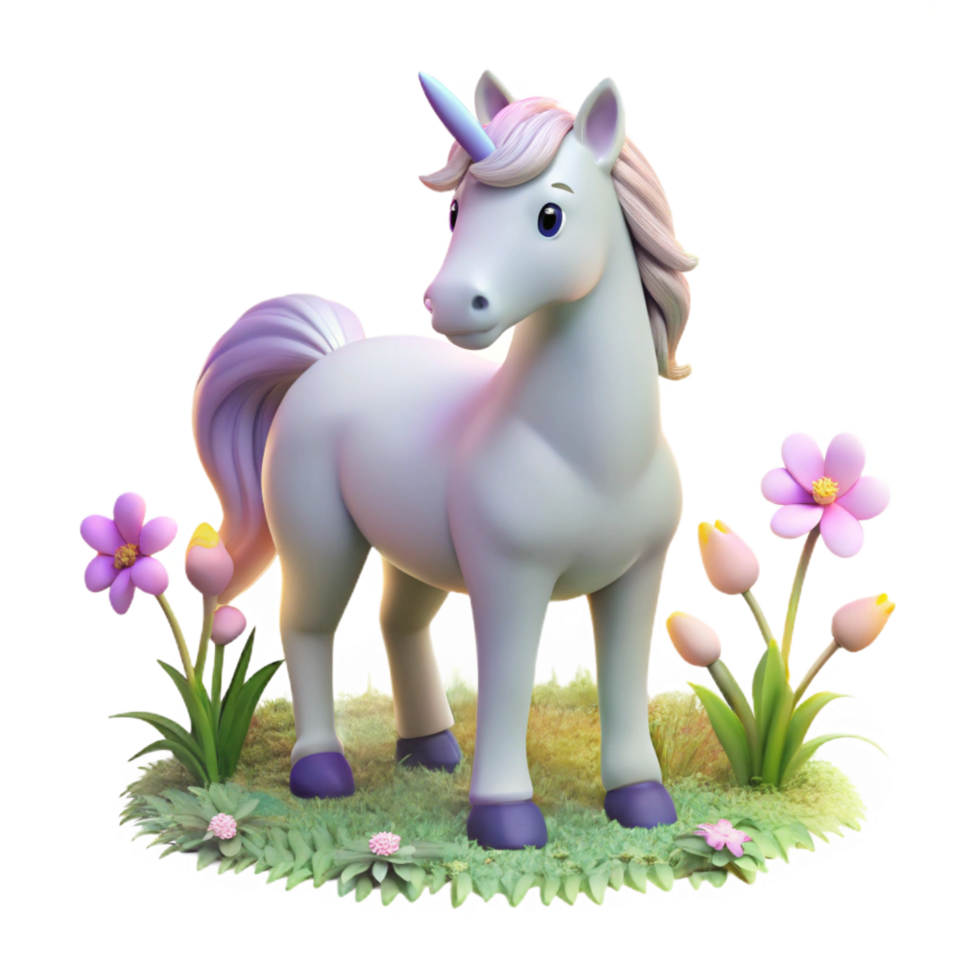 elegant vintage A Benevolent Unicorn Grazing in a Flower high quality png