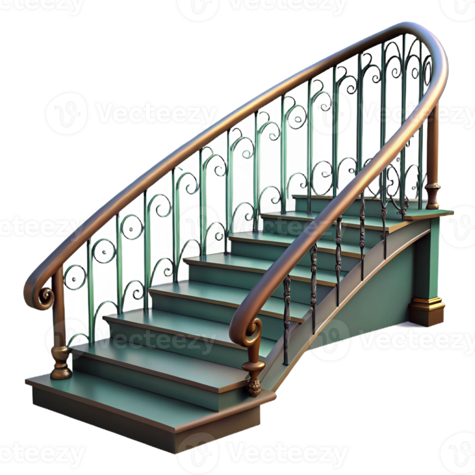 distinguished baroque Staircase railing wrought iron with Transparent Background original png