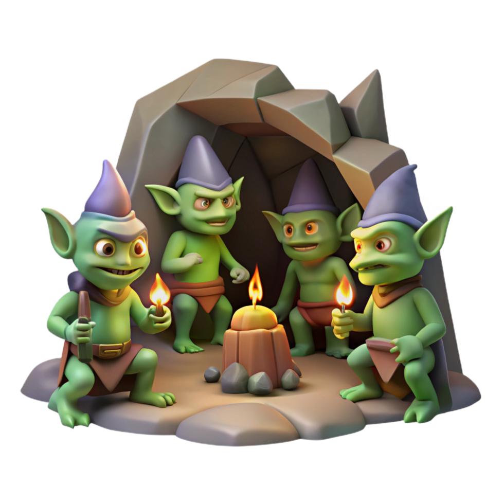 beautiful abstract A Group of Mischievous Goblins Plotting high resolution png