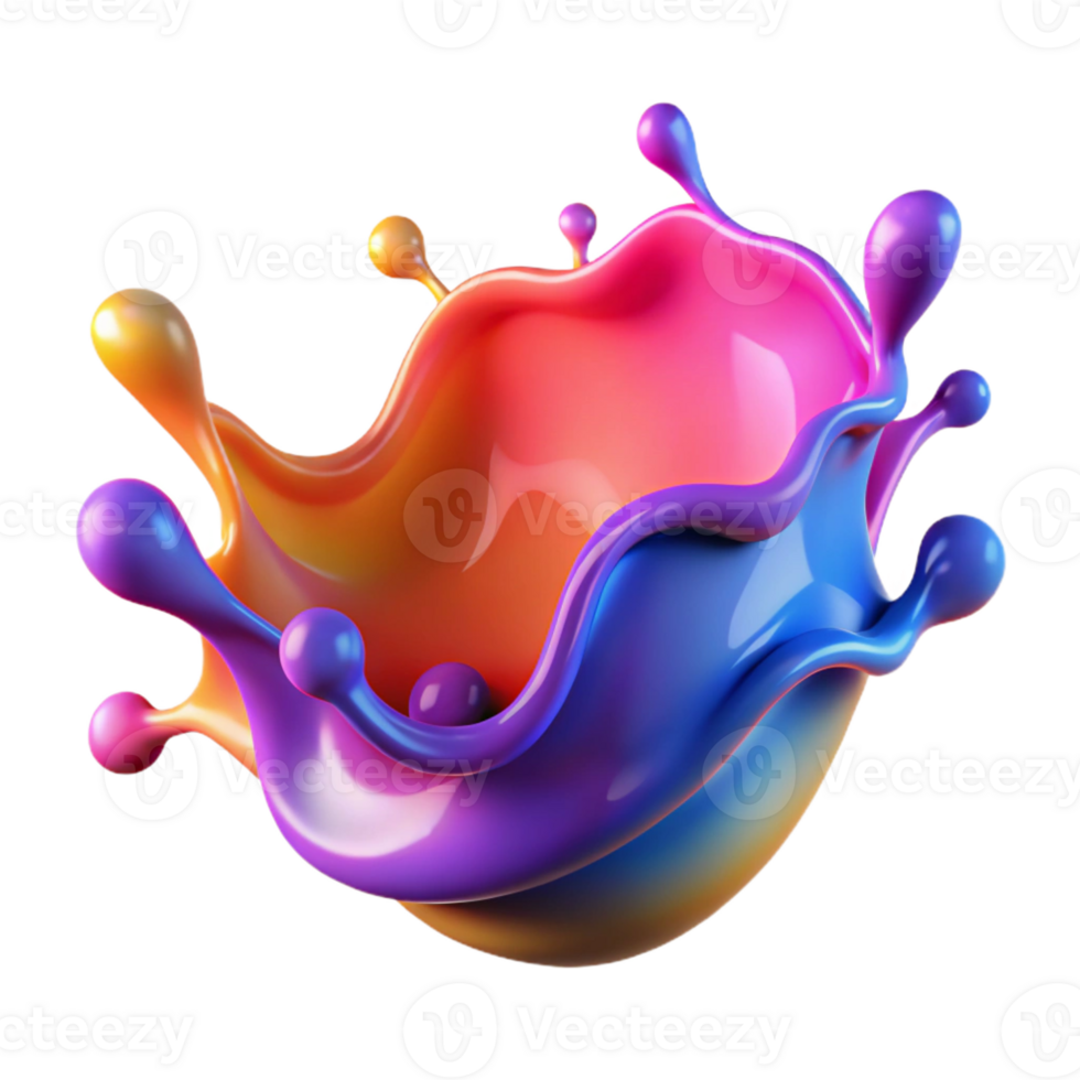 distinctive impressionist A dynamic splash of colorful liquid with Transparent Background impeccable png