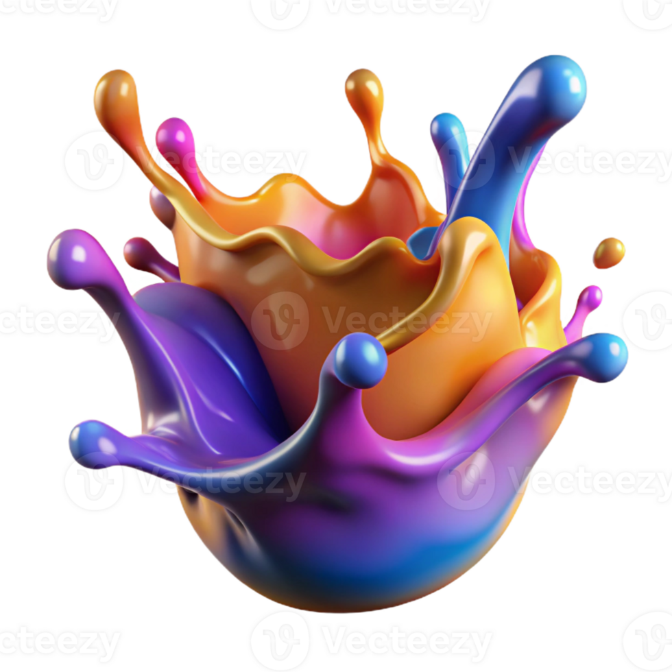 acclaimed victorian A dynamic splash of colorful liquid with Transparent Background 8K png