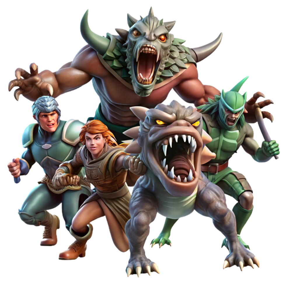 beautiful rustic A Group of Courageous Heroes Battling a high resolution png