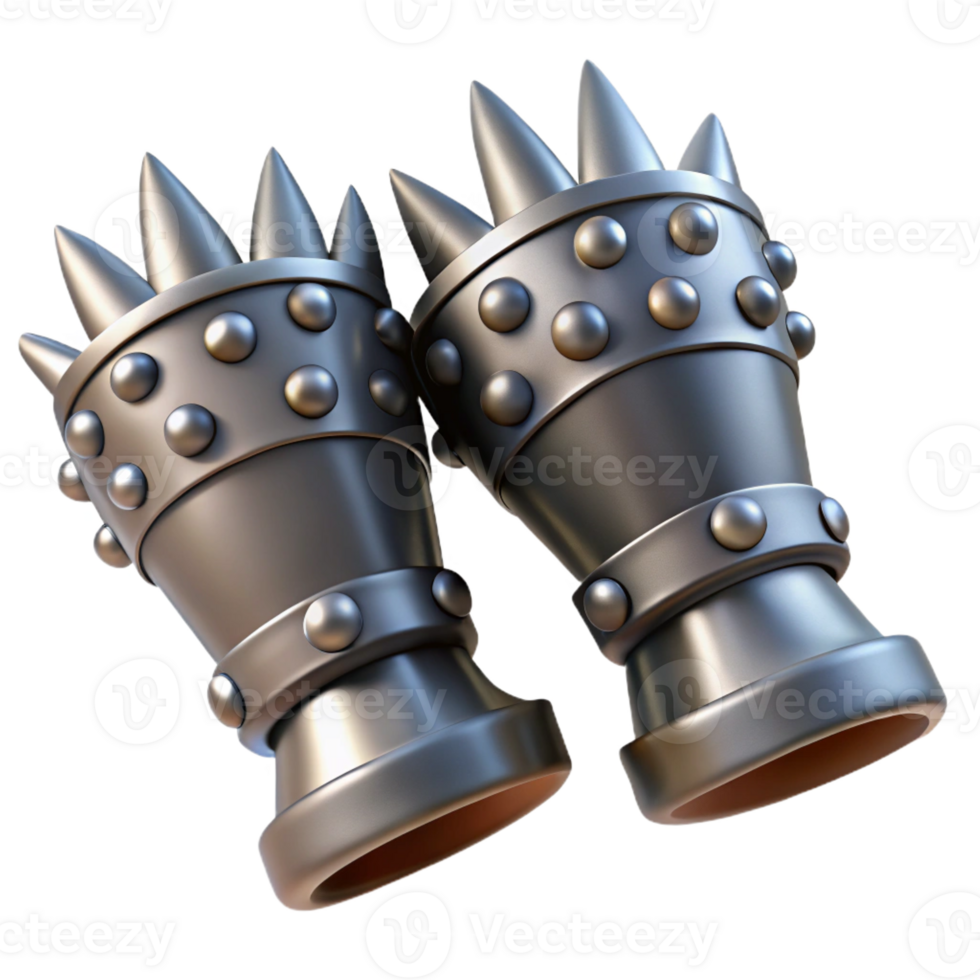 alluring traditional A pair of gauntlets, steel, adorned with spikes with Transparent Background handcrafted png