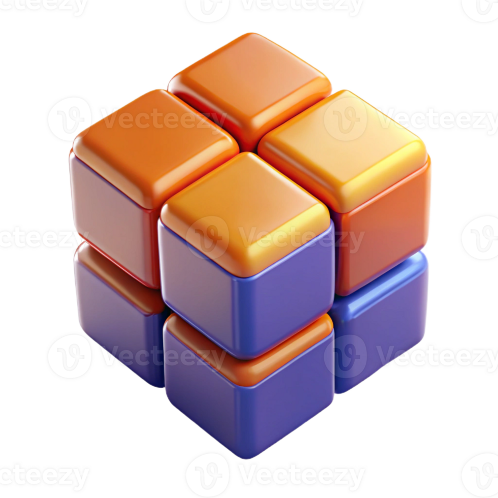 alluring whimsical baroque A rotating Rubik's cube mid-solve with vibrant, glossy colors with Transparent Background high resolution png