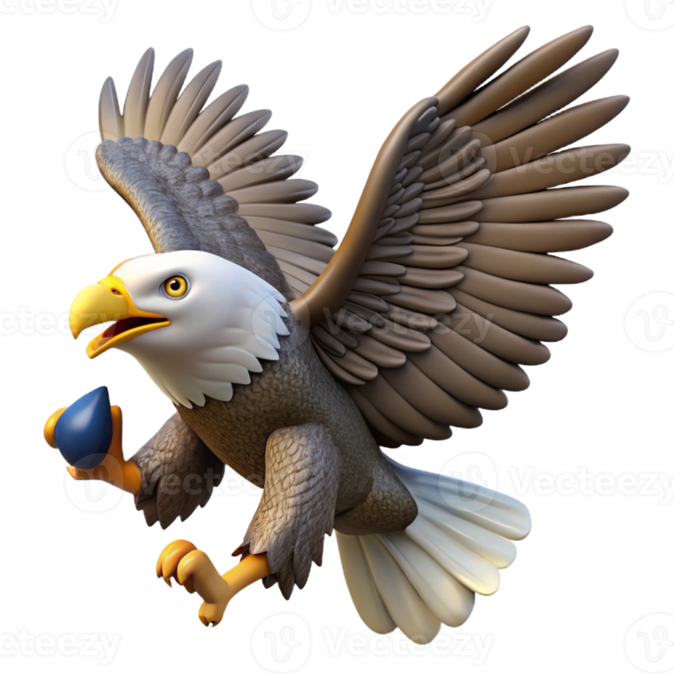 extraordinary avant-garde A flying bald eagle carrying a fish, with Transparent Background sharp png