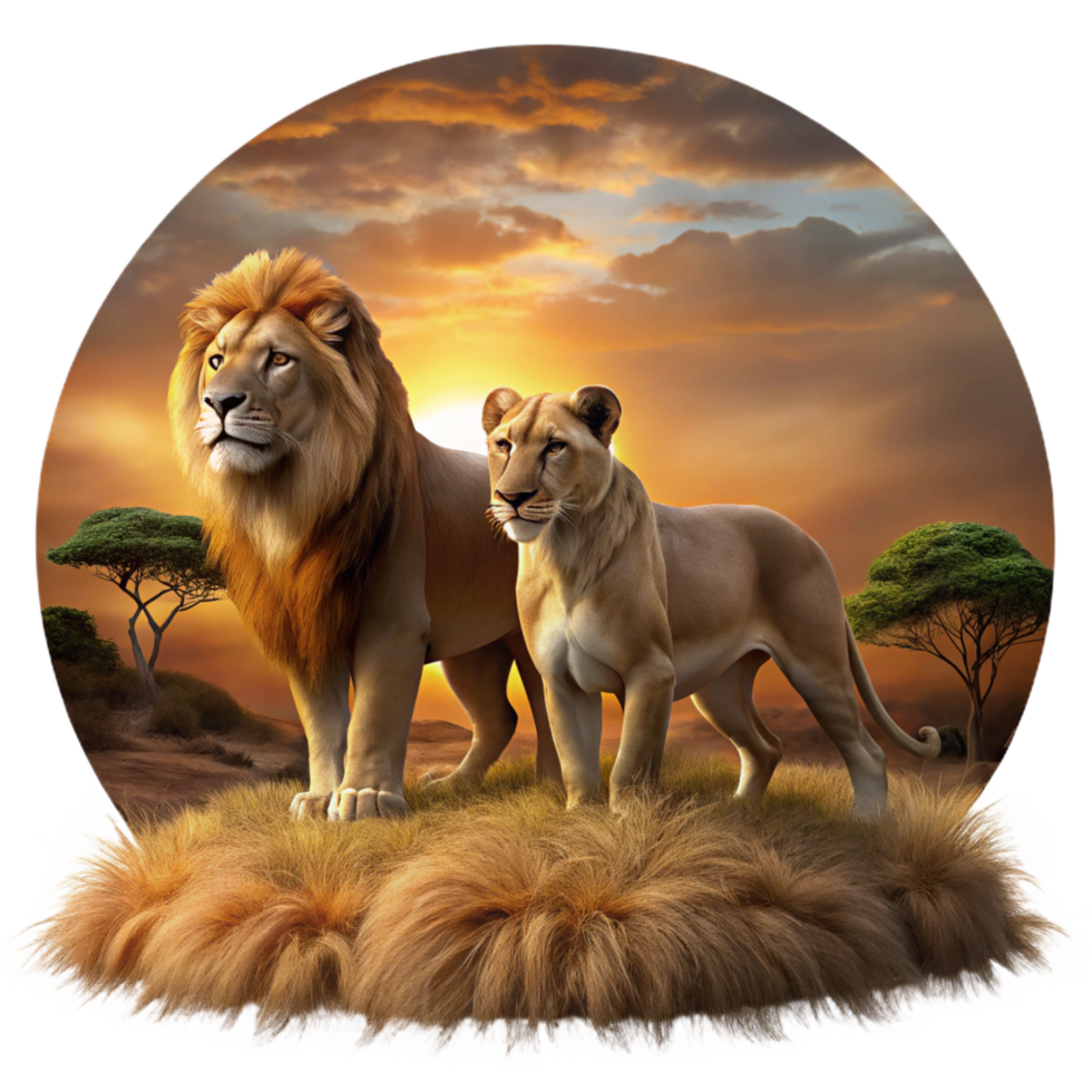 impressive vintage A Regal Lion Pride Surveying Their high resolution png