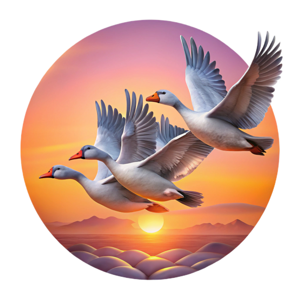 extraordinary creative A Flock of Migrating Geese Flying in V high resolution png