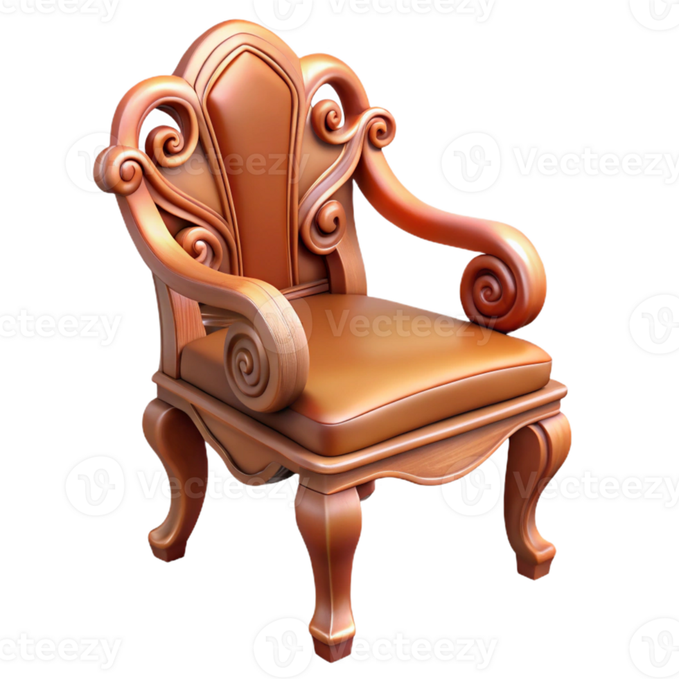 exceptional impressionist Ultra-detailed, hyper-specific concept art style render of an Art Nouveau chair back, carved wood, flowing lines, isolated cutout with Transparent Background expertly shot png