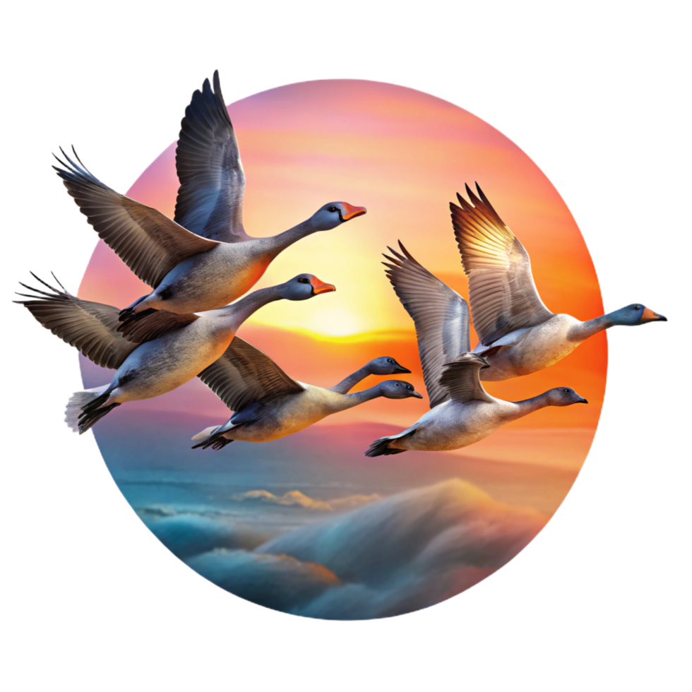 elegant contemporary A Flock of Migrating Geese Flying in V authentic png