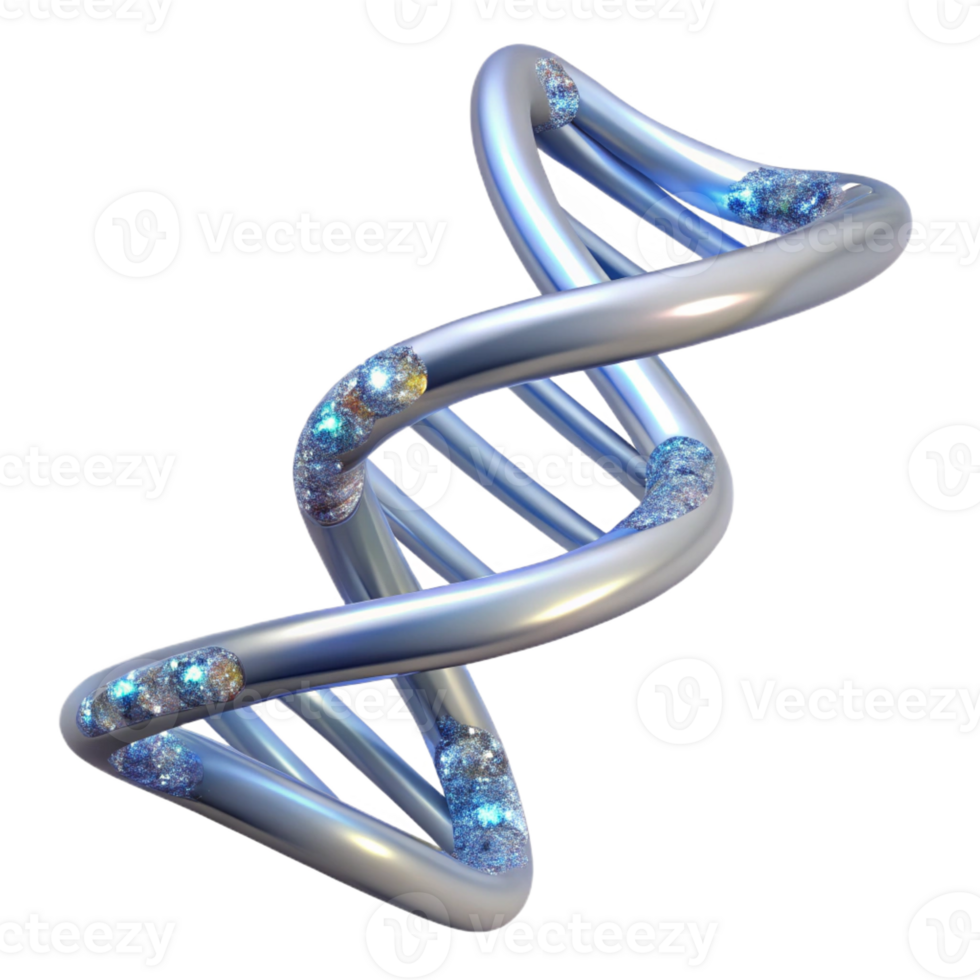 enchanting nordic A stylized DNA double helix made of sparkling crystal with Transparent Background studio quality png