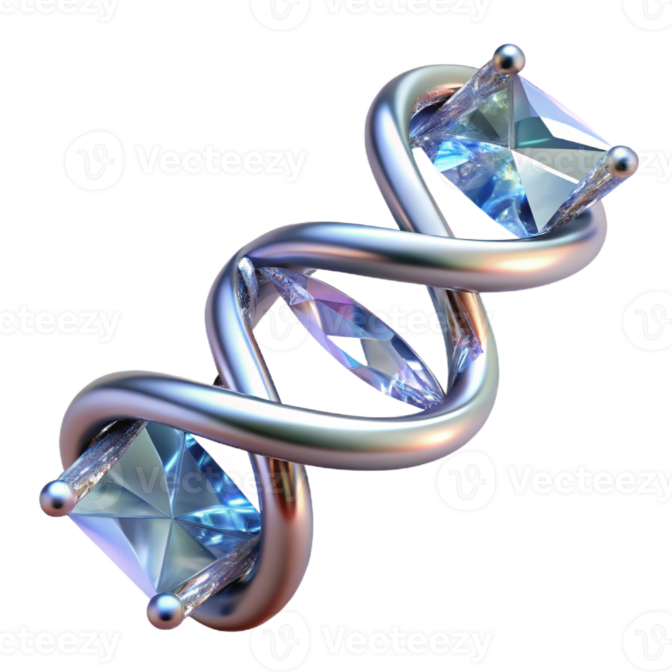 distinguished industrial A stylized DNA double helix made of sparkling crystal with Transparent Background exclusive png
