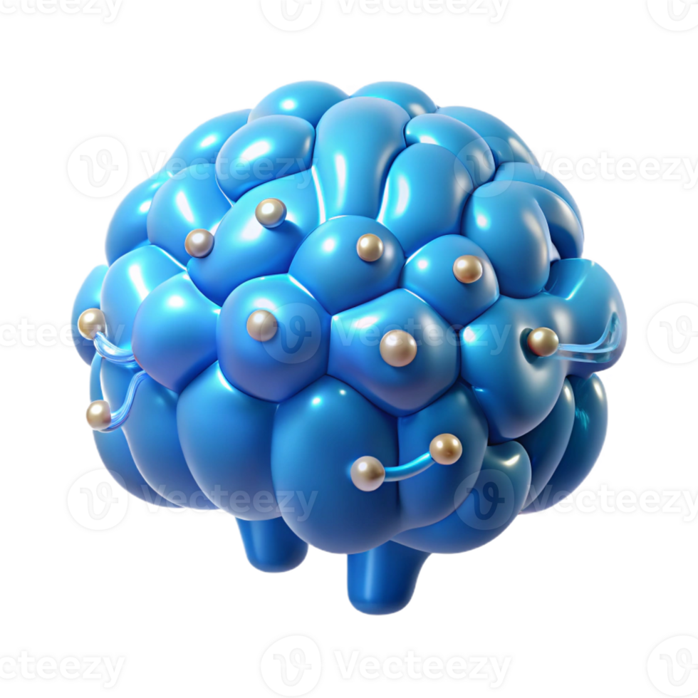 captivating standout A single, stylized brain composed of glowing binary code with Transparent Background png
