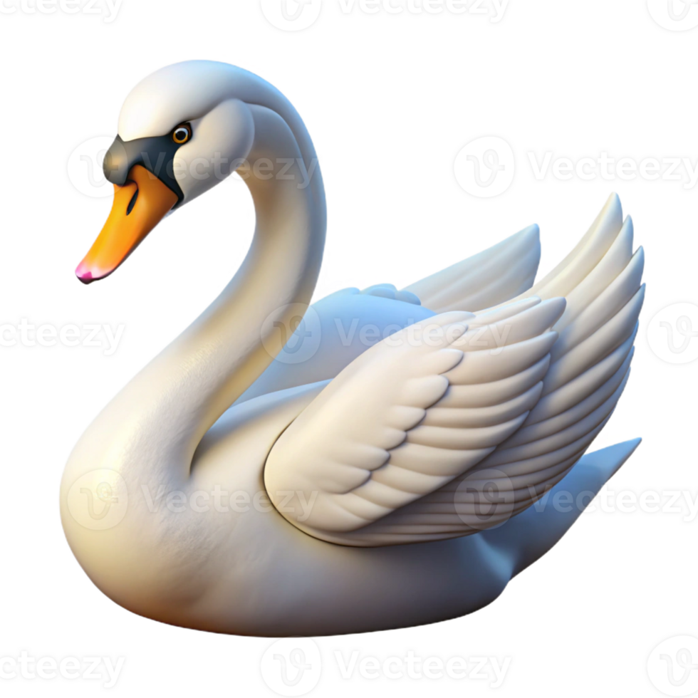 alluring harmonious creative A graceful swan, white feathers, curved neck with Transparent Background crisp png