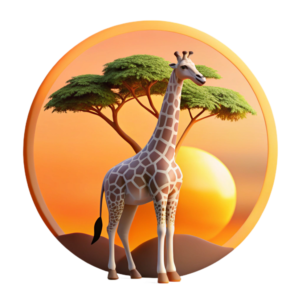 wonderful minimalist A Graceful Giraffe Reaching for Acacia exclusive png