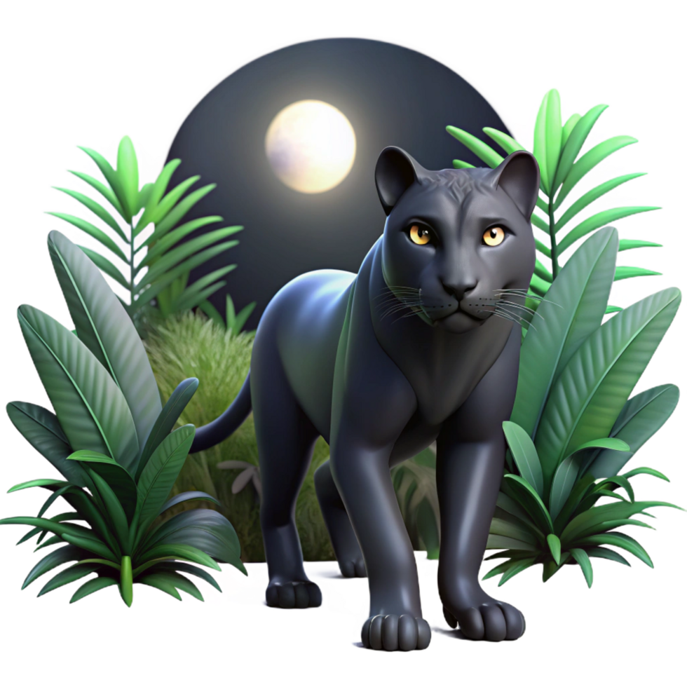 beautiful modern A Sleek Black Panther Stalking Through a high resolution png