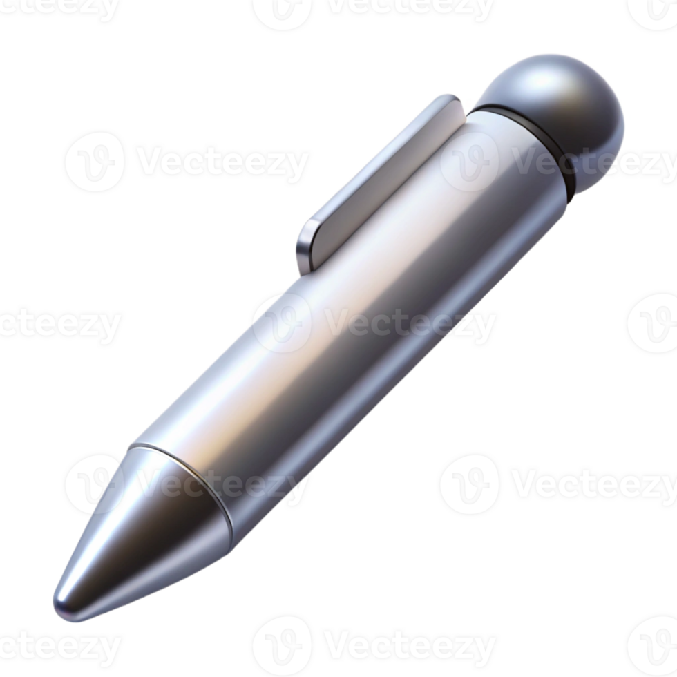 alluring iconic Hyper-specific, professional render of a sleek, silver stylus pen for a tablet with Transparent Background png