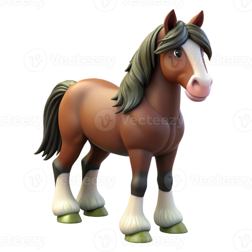 beautiful harmonious mid-century A Clydesdale horse with feathered legs, with Transparent Background artisan png