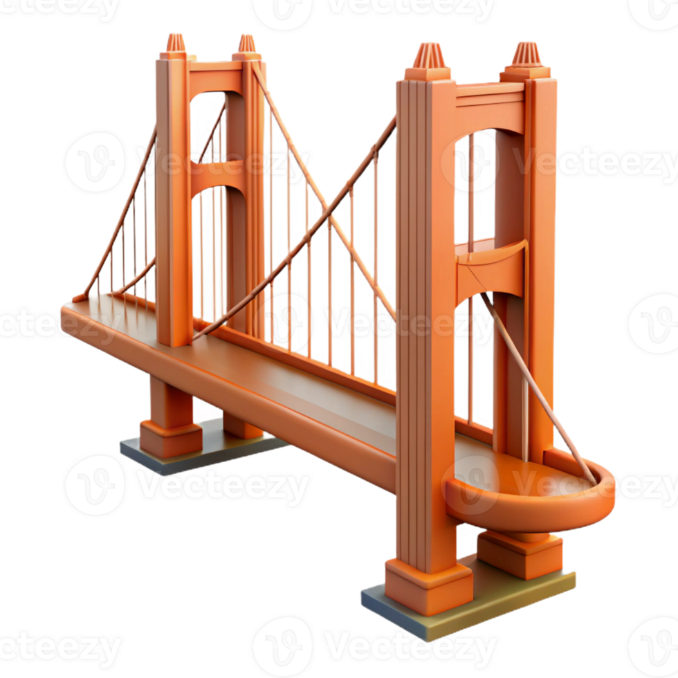 breathtaking bold classic Golden Gate Bridge suspension cable, with Transparent Background crisp png