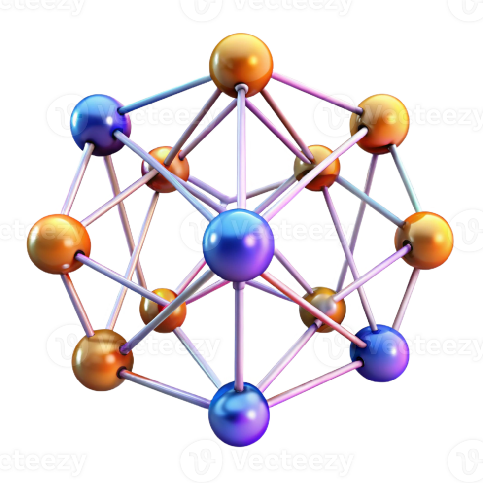 dazzling mysterious geometric A complex, interconnected network of glowing nodes and lines with Transparent Background genuine png