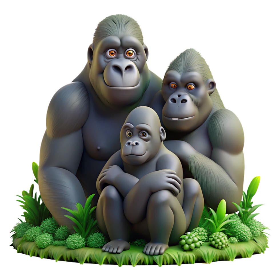 serene artistic A Family of Gorillas Grooming Each Other professional png