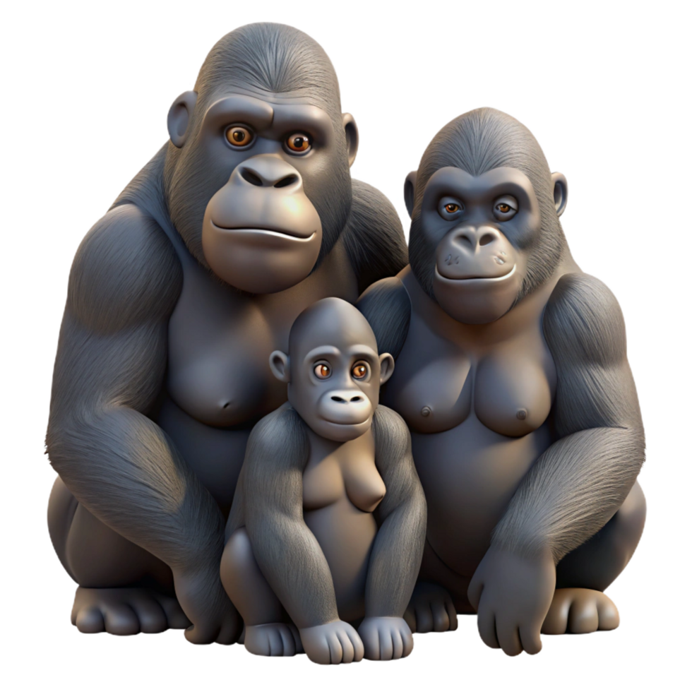 dramatic modern A Family of Gorillas Grooming Each Other high resolution png