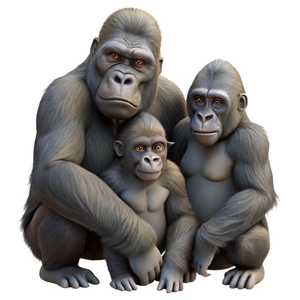 impressive artistic A Family of Gorillas Grooming Each Other original png
