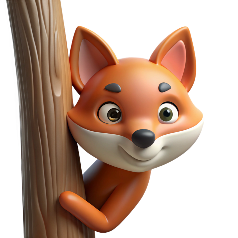 stunning traditional A Sly Fox Peering out from Behind a Tree detailed png