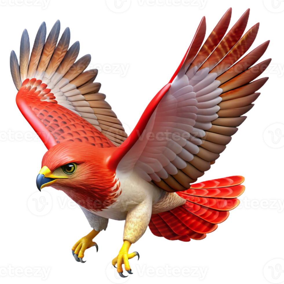 beautiful renaissance A red-tailed hawk in flight, with Transparent Background handcrafted png