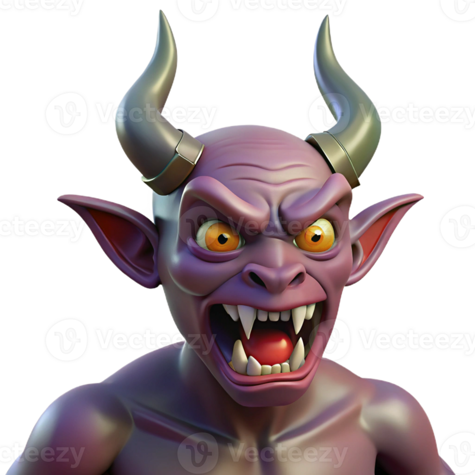 enchanting timeless A horned demon, menacing expression, sharp claws with Transparent Background png