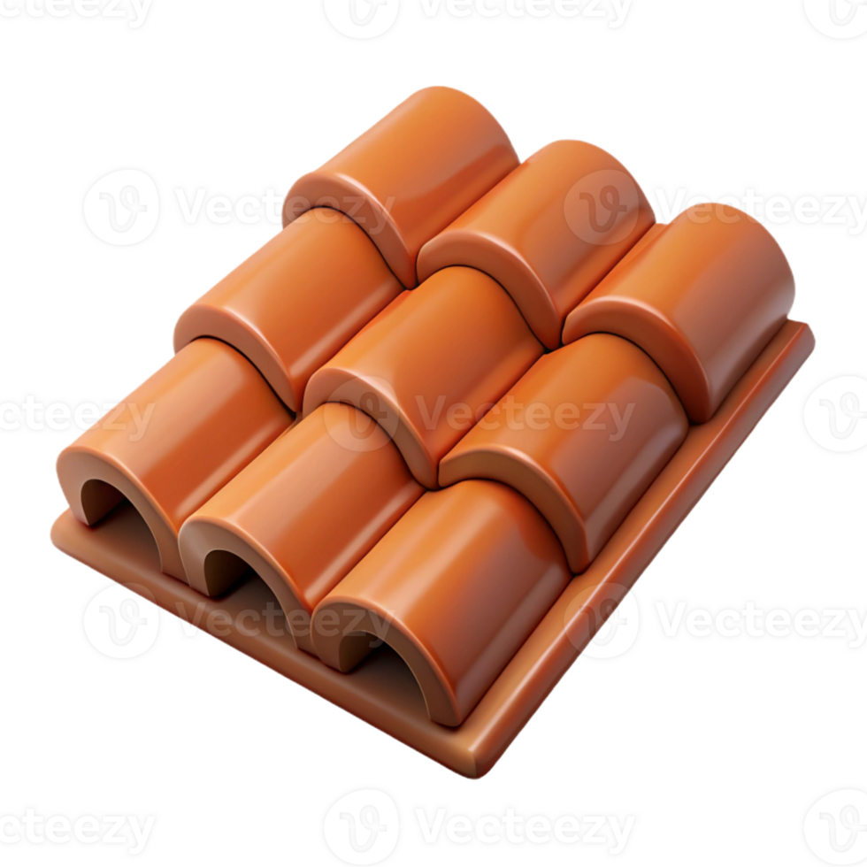 celebrated contemporary Photorealistic, hyper-specific isolated cutout of a single, clay roofing tile, terracotta color with Transparent Background refined png