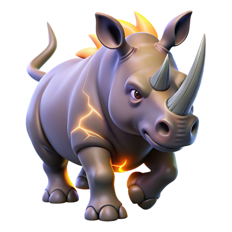 elegant rustic A Powerful Rhinoceros Charging Across the authentic png
