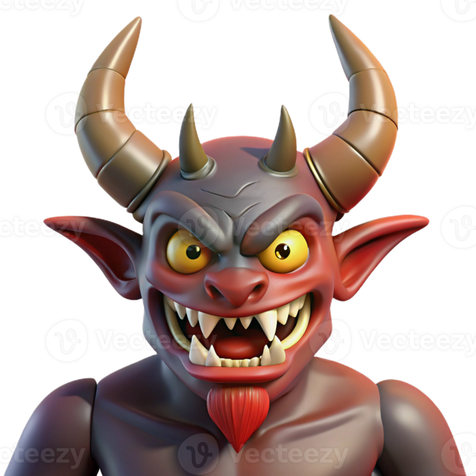 exquisite dramatic retro A horned demon, menacing expression, sharp claws with Transparent Background ultra HD png