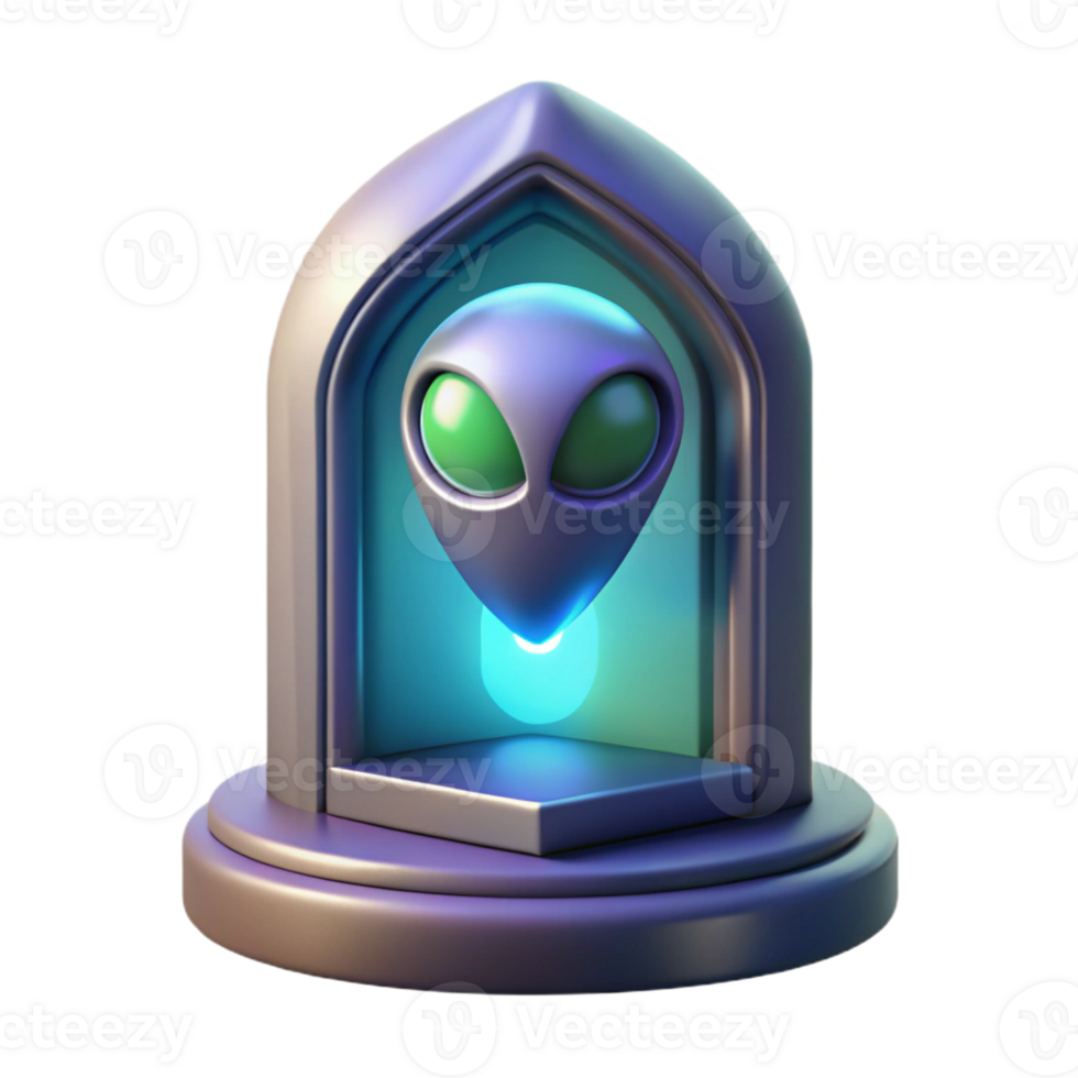 celebrated avant-garde Concept art style, isolated cutout of a bioluminescent, alien architectural window frame with Transparent Background exclusive png