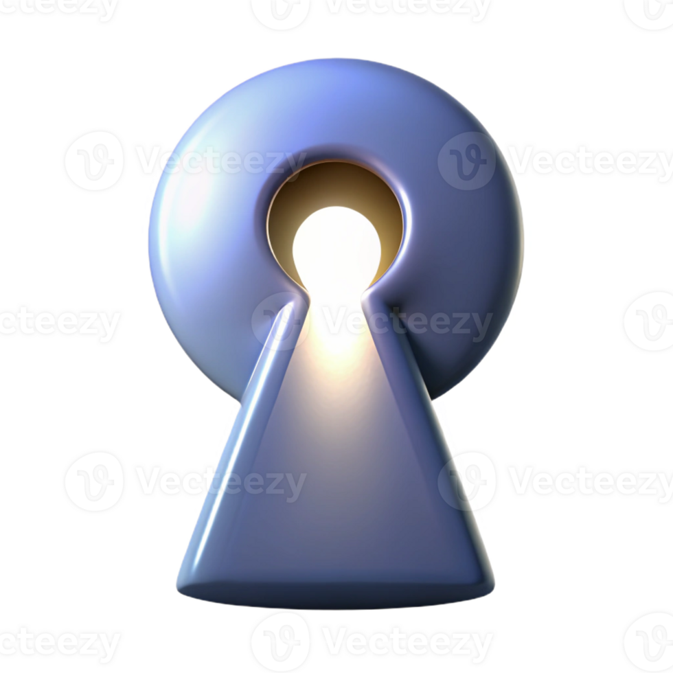 distinguished bohemian A single, floating keyhole with light shining through it with Transparent Background precision png