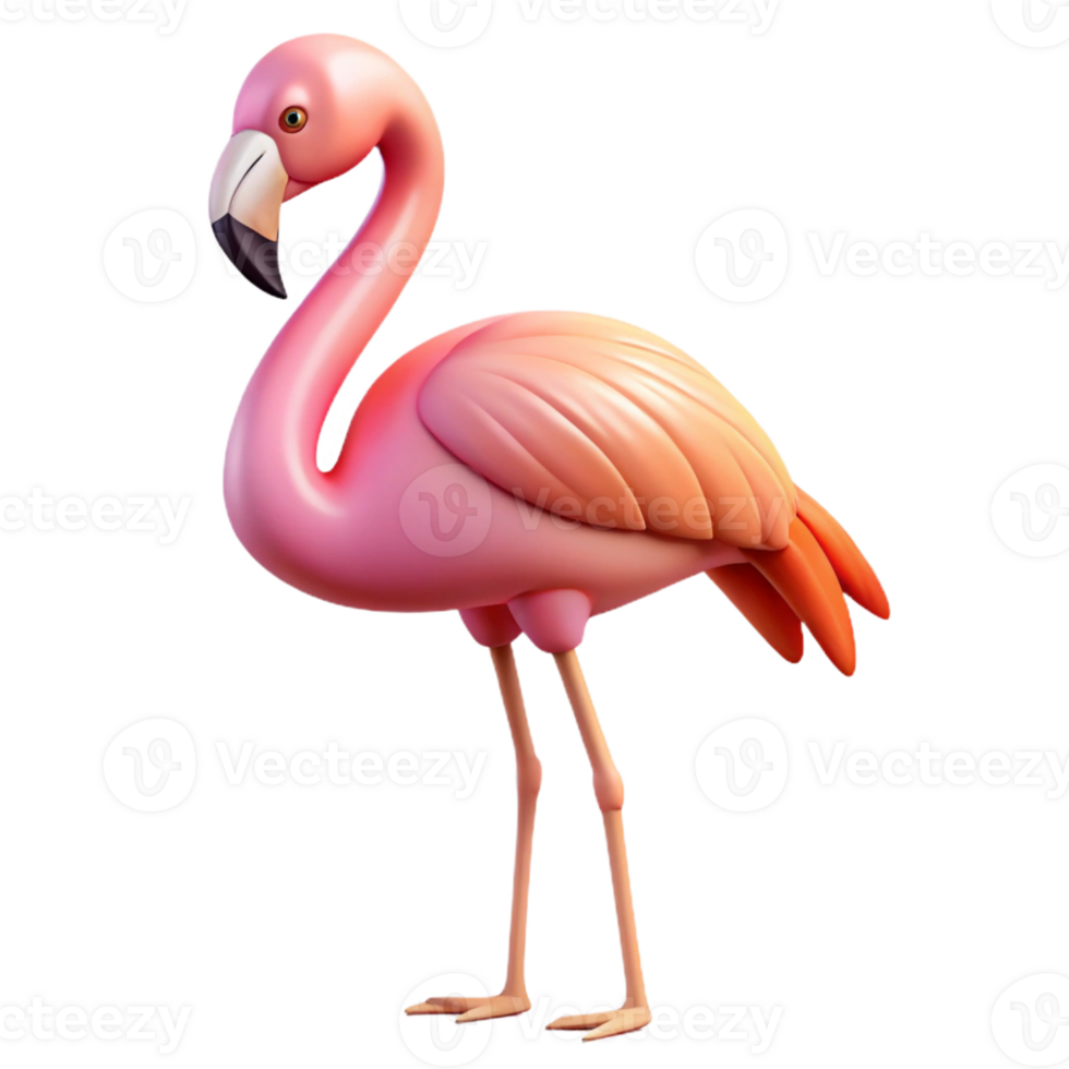 distinguished classic A graceful flamingo, long legs, pink feathers with Transparent Background 4K png