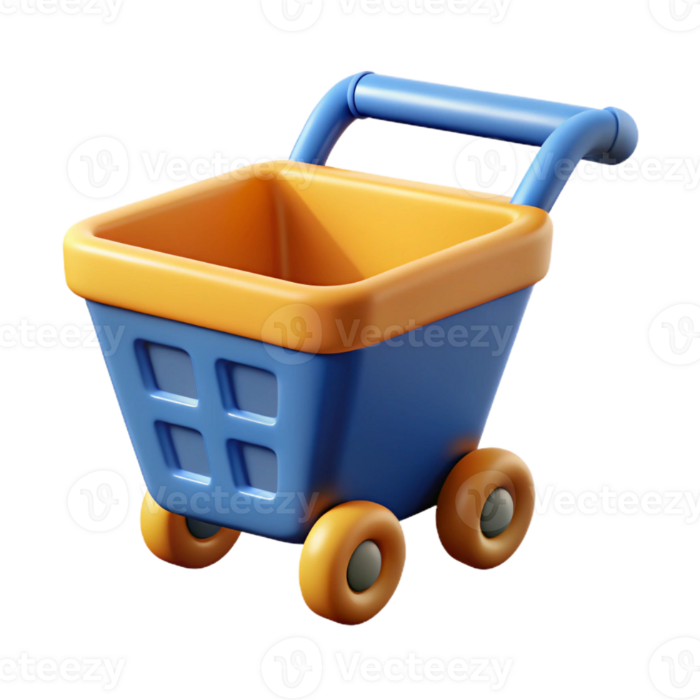 alluring contemporary A single, floating shopping cart icon with Transparent Background handcrafted png