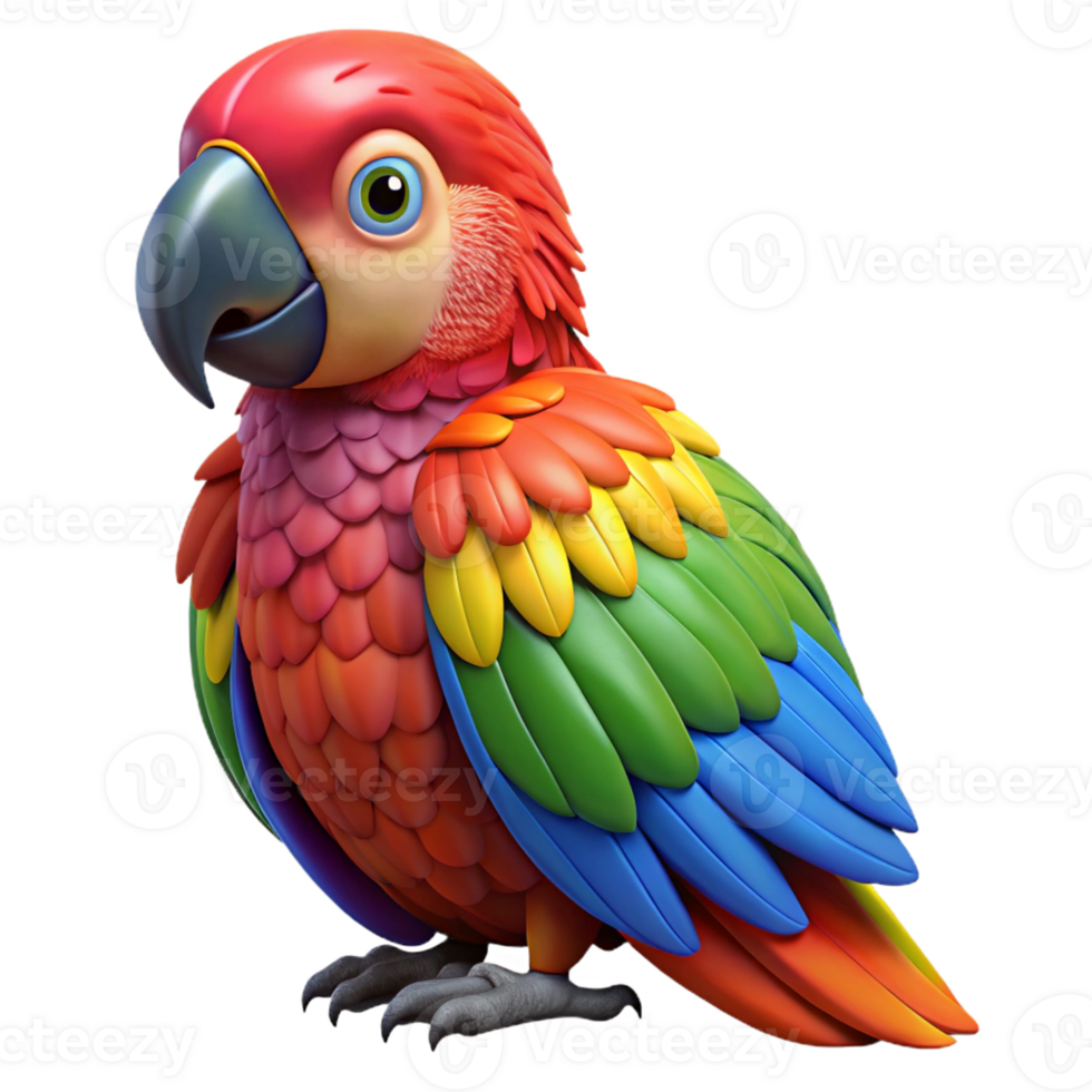 exquisite ethereal classic A preening parrot, detailed feathers, vibrant colours with Transparent Background high quality png